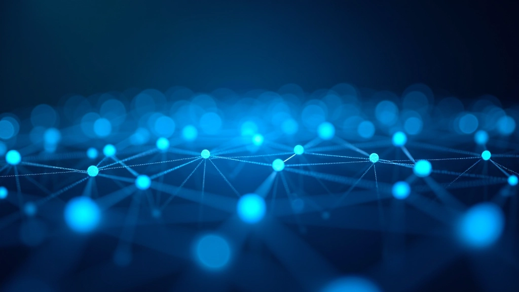 Wizualizacja sieci blockchain, połączone bloki z kodami heksadecymalnymi, cyberbezpieczeństwo, szyfrowanie danych